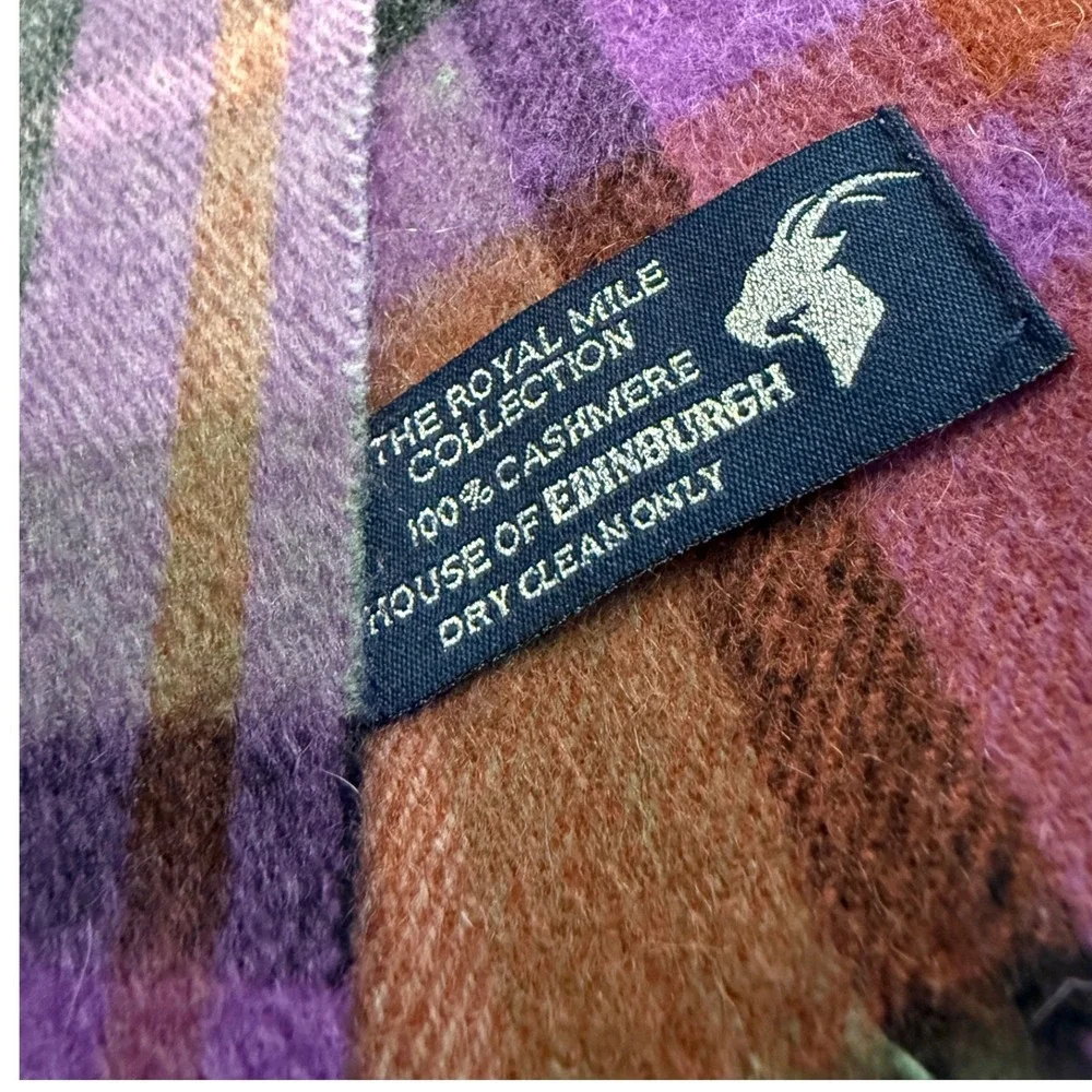 The Royal Mile Collection 100% Cashmere Scarf House of Edinburgh Plaid Purple